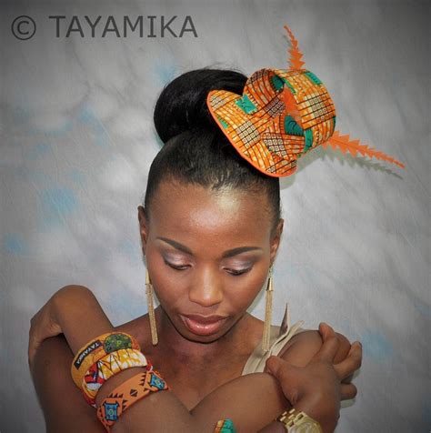 African Print Fabric Orange Fascinator Headpiece Hair African Fashion