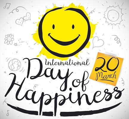 International day of happiness is a global event arranged by the united nations annually on march 20. Doodles In Notebook Paper To Celebrate International Day Of Happiness Stock Illustration ...