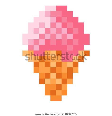 Strawberry Ice Cream Pixel Art Vector Stock Vector Royalty Free
