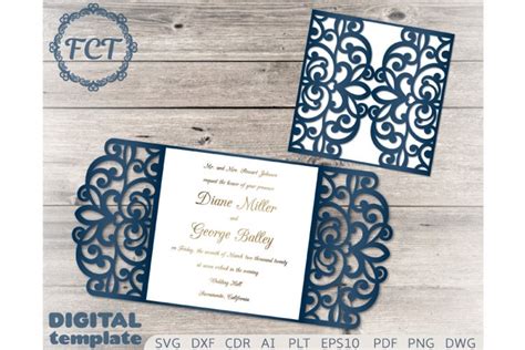 Gate Fold Card Wedding Invitation Svg Template Cricut