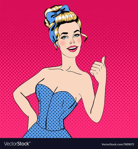 Pop Art Style Woman Gesturing Great In Pin Up Vector Image