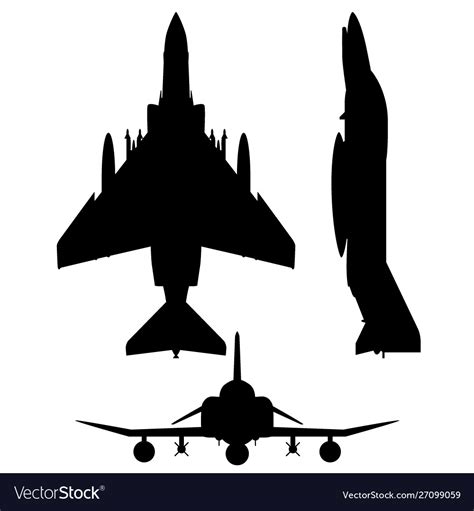 Military Fighter Jet Aircraft Silhouette Vector Image