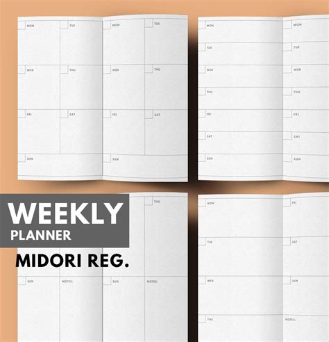 Midori Weekly Planner Midori Insert Printable Weekly Insert Week