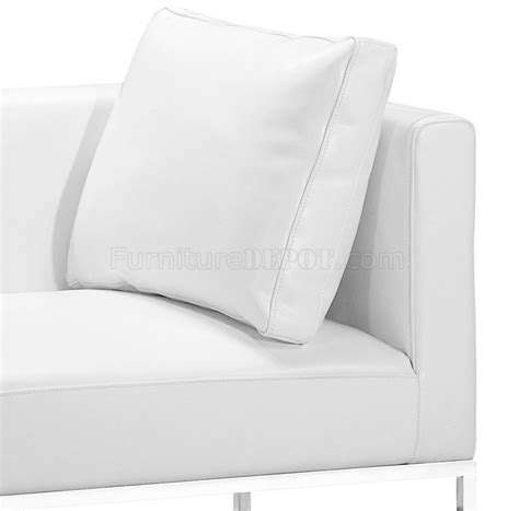 White Bycast Leather Contemporary Bench With One Side Armrest