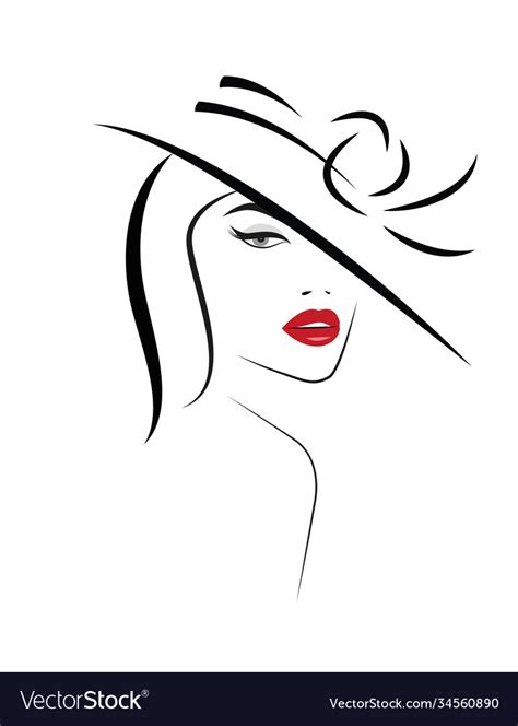Beautiful Woman In Hat Logo Royalty Free Vector Image