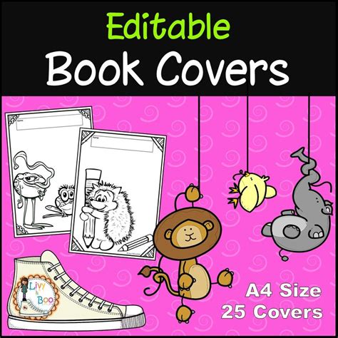 Book Covers 25 Editable Covers A4 Size Book Cover Book Labels Books