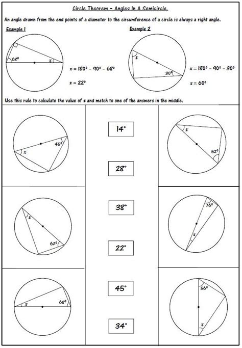 Circle Theorems Solve And Match In 2021 Circle Theorems Theorems