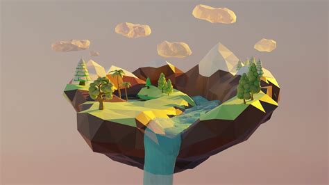 Low Poly Floating Island A Blender Render Youtube