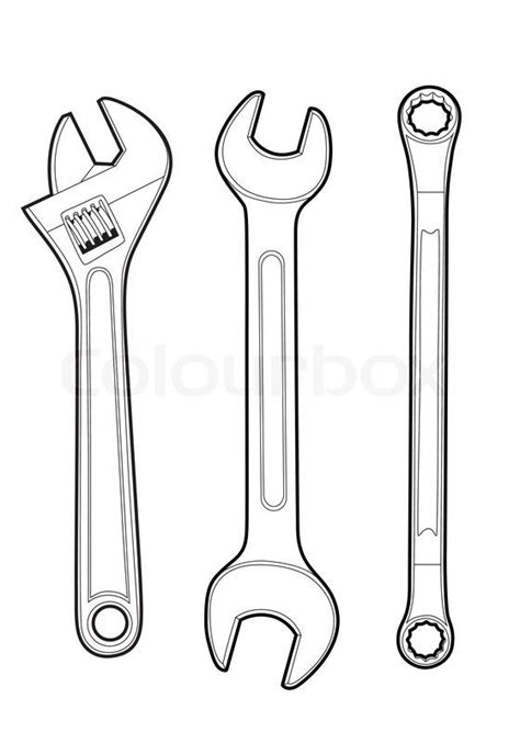 Vector outline wrenches on white background | Stock Vector | Colourbox