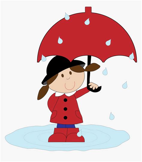 Cartoon Girl In The Rain Clip Arts Girl With Umbrella Clipart Hd Png