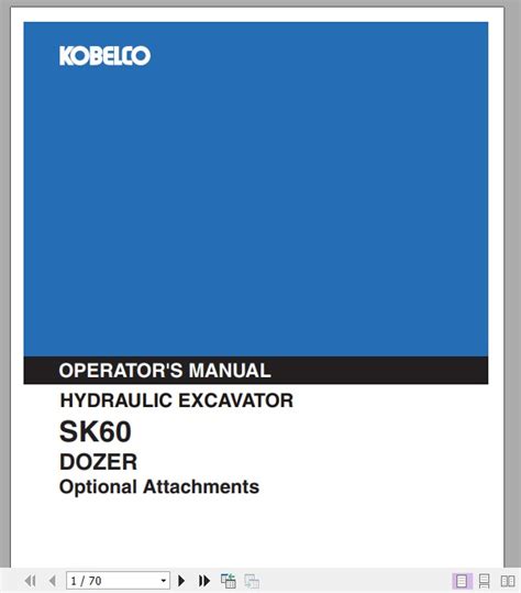 I have a 2012 kobelco sk mark 9 that keeps throwing up a def oil code. Kobelco Hydraulic Excavator SK60 Dozer Operator's Manual ...