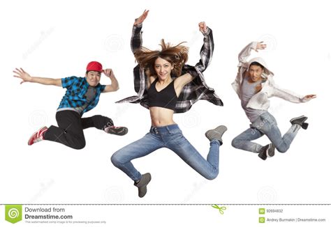 Modern Dancing Group Practice Dancing Isolated Stock Photo Image Of