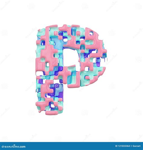 Alphabet Letter P Uppercase Geometric Font Made Of Cubic Blocks 3d