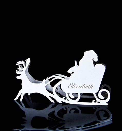 Santas Sleigh Place Cards Set Of 5 Etsy Christmas Place Cards Christmas Place Place Cards