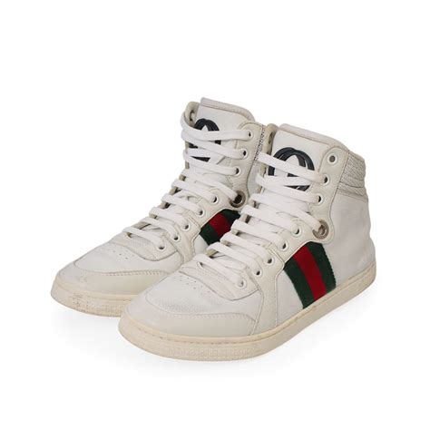 Gucci Leather Alta Coda Web High Top Sneakers White S 37 4 Luxity