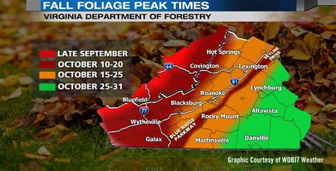 2016 Fall Color Schedule For Virginias Blue Ridge