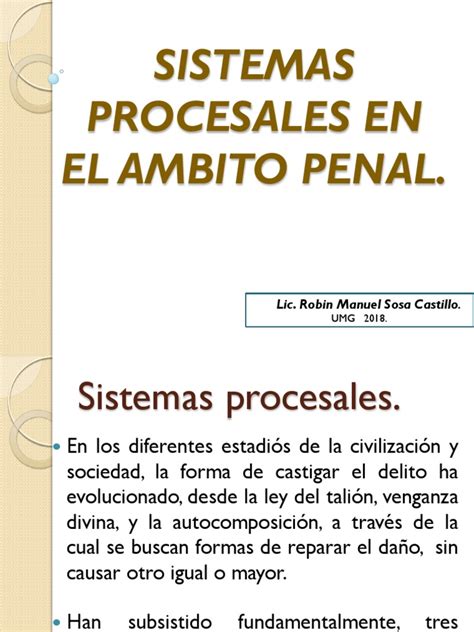 Sistemas Procesales En El Ambito Penal Umg 2018 Pdf Procedimiento