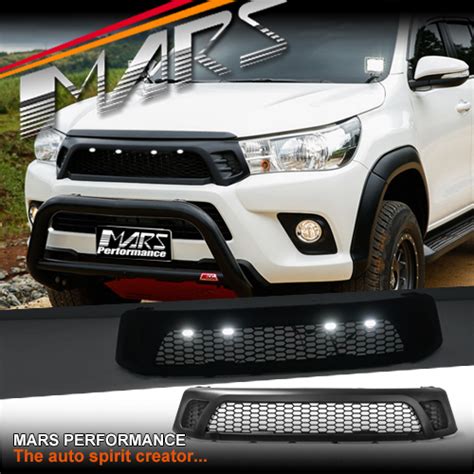 Matt Black Front Bumper Bar Grille Grill With Led Lights For Toyota