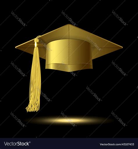 Gold Graduation Hat With Tassel Royalty Free Vector Image