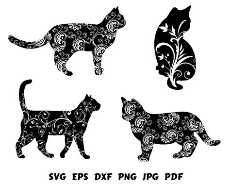 Cat Svg Mandala Svg Animal Svg Cat Cut File Cat Silhouette Cat Bundle