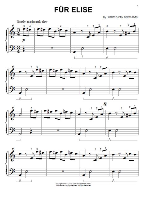 Piano classical piano classical piano free sheet music fur elise (original). Easy big note Fur Elise - Ludwig van Beethoven Sheet Music ...