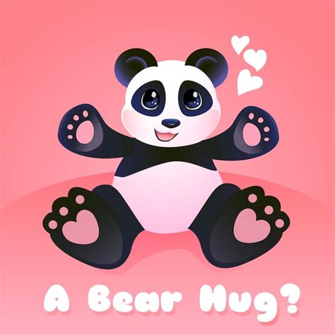 Premium Vector Panda Hug Cute Cartoon Style