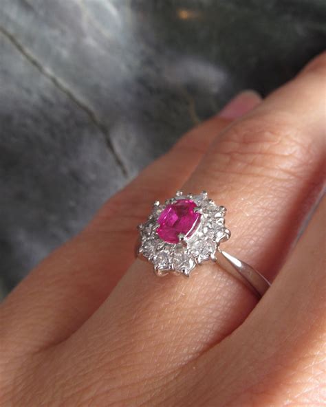 Ruby Engagement Ring Set In Platinum Ceylon Gems