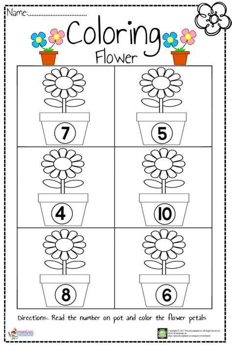 Preschool Flower Worksheets With Numbers