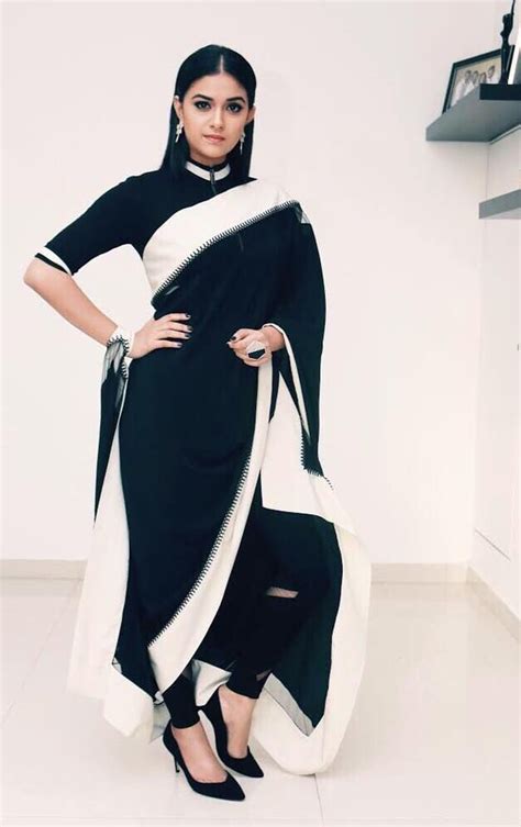 Keerthi Suresh Black Saree Hot Stills Trendy Outfits Fashion Trendy