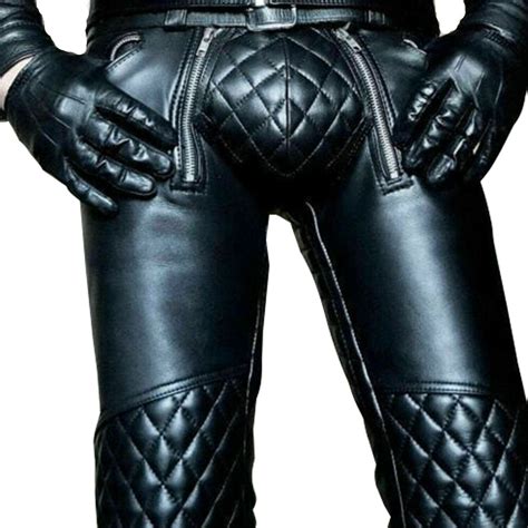 men s real leather cargo quilted panel trousers leather breeches bluf pant 24 hours to serve you