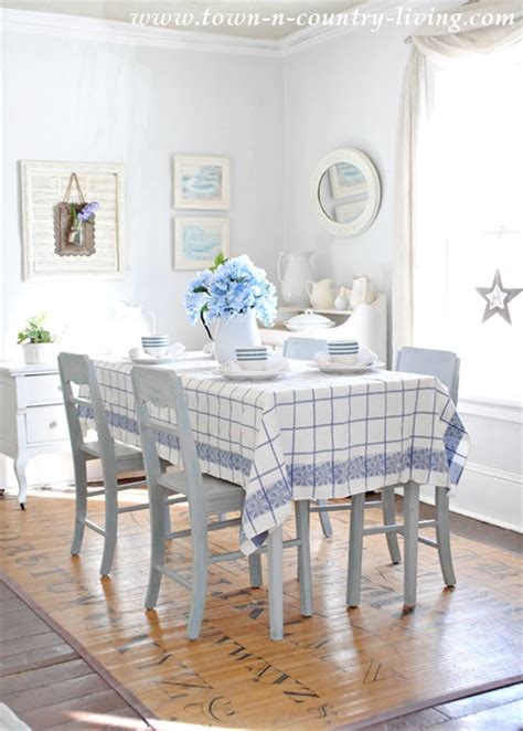 Spring Dining Room In Blue And White Town And Country Living
