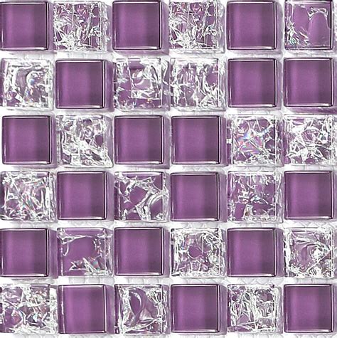 10x10cm Sample Purple Crackle And Plain Mix Glass Mosaic Tiles Sheet