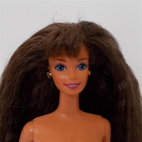 Earring Magic Brunette Barbie Doll Crimped Hair Bangs Etsy Crimped