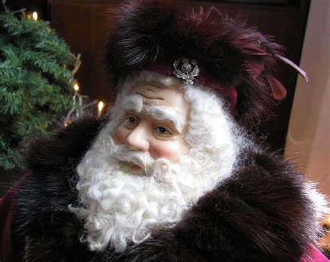 Father Christmas Doll Large Burgundy With Vintage Sable Fur Etsy