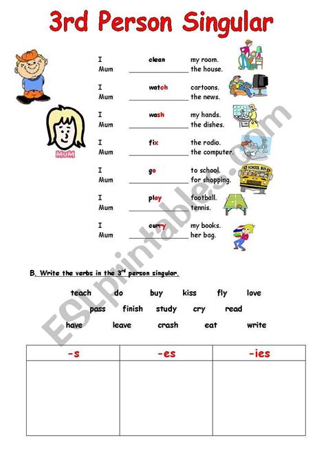 Simple Present 3rd Person Singular Spelling Rules Esl Worksheet
