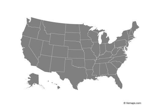 Grey Map Of United States With States Free Vector Maps United States