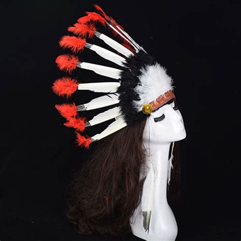 09d0 Native Indian Headdress Chief Feathers Fancy Cosplay Hat Party Fit Stylish 691658393622 Ebay