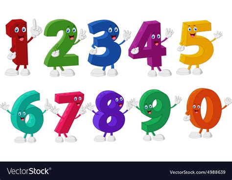 Funny Numbers Cartoon Characters Royalty Free Vector Image