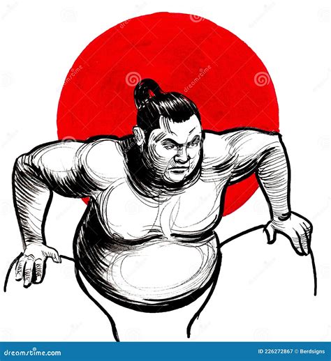 Two Japanese Sumo Wrestler Or Rikishi Wrestling Continuous Line Drawing