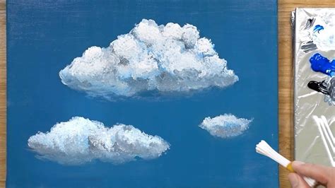 How To Paint Clouds Using Q Tip And Acrylics Youtube Cloud Painting