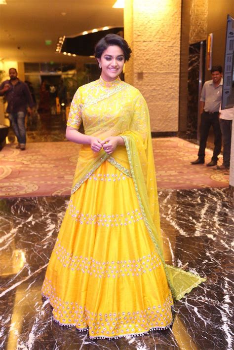 Keerthi Suresh Latest Hot Glamourous Yellow Traditional