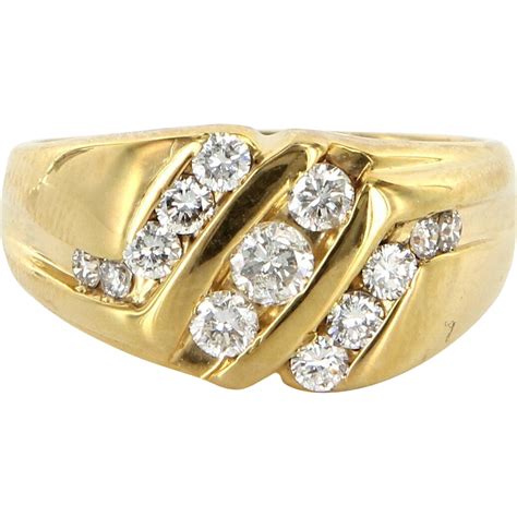 This karat amount is the 100% gold, thereby making it the most prestigious and expensive; Vintage 14 Karat Yellow Gold Diamond Mens Cocktail Ring Fine Estate from preciousandrarepieces ...