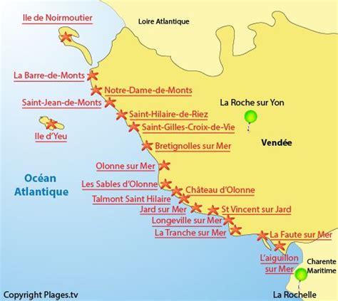 Carte des plages et des stations balnéaires de la Vendée Jard Sur Mer