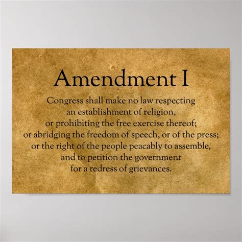 First Amendment To The U S Constitution Poster Zazzle