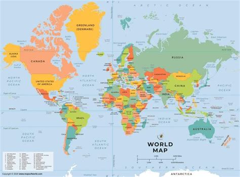 World Political Map Laminated 36 W X 26 H Office