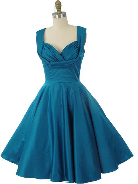 Vintage Inspired Teal Blue Swing Dress 50s Style Party