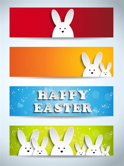 Пасхальные цветные баннеры с кроликами Easter Color Banners With