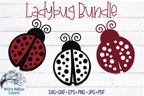 Ladybug Bundle Svg Layered Silhouette Outline Cut Files