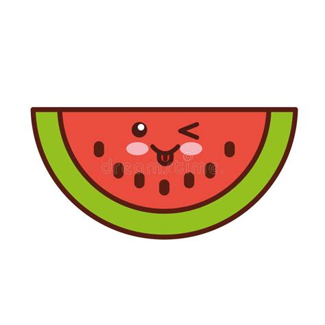 Watermelon Fresh Fruit Kawaii Character Stock Vector Illustration Of