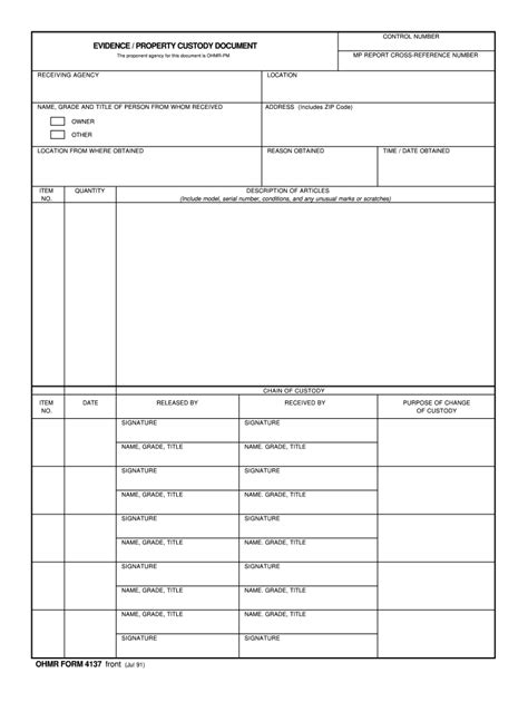 Printable Chain Of Custody Form For Contaminated Soil Printable Forms